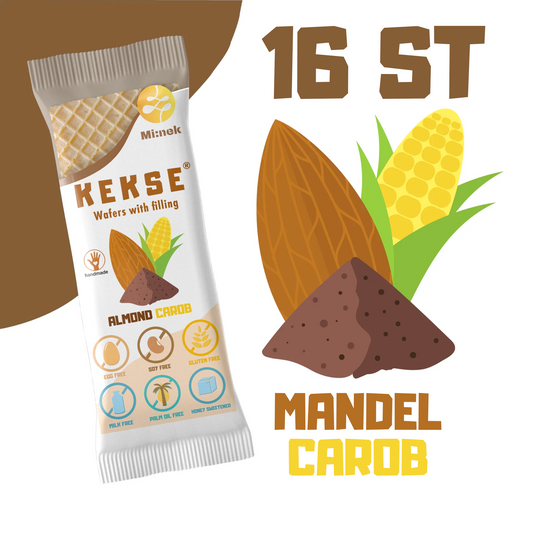 16 St. Mandel-Carob KEKSE (Packung mit 16 Mandel-Karamell-Waffeln)