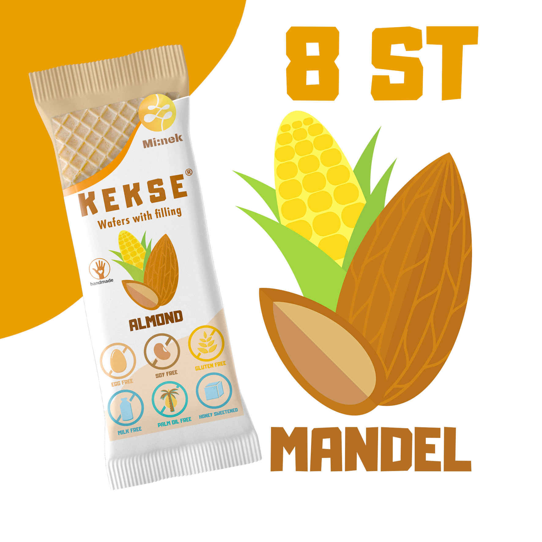 KEKSE Mandel-Waffeln 8 Stück