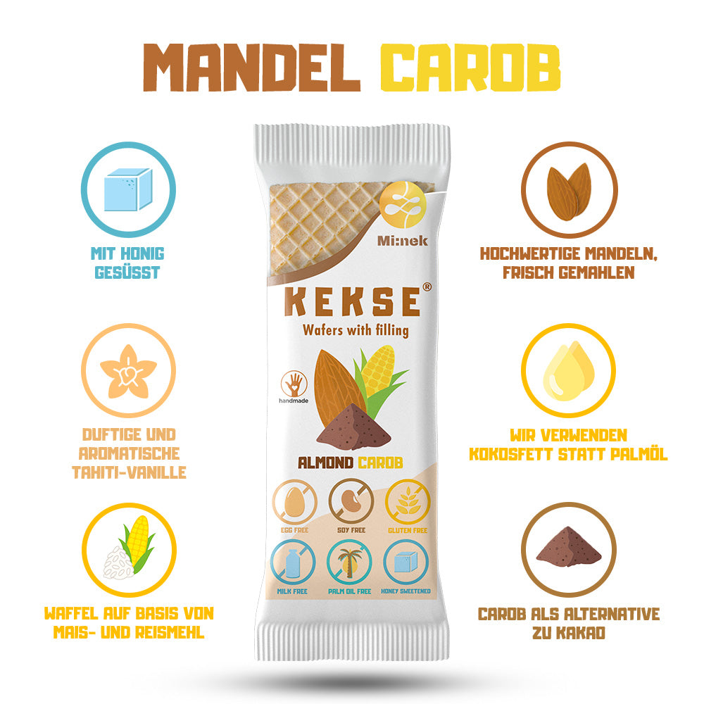 KEKSE Mandel-Karob-Waffeln 16 Stück